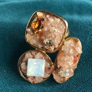 Rose Quartz Ring/ Gold Colored Ring Quartz/ pink